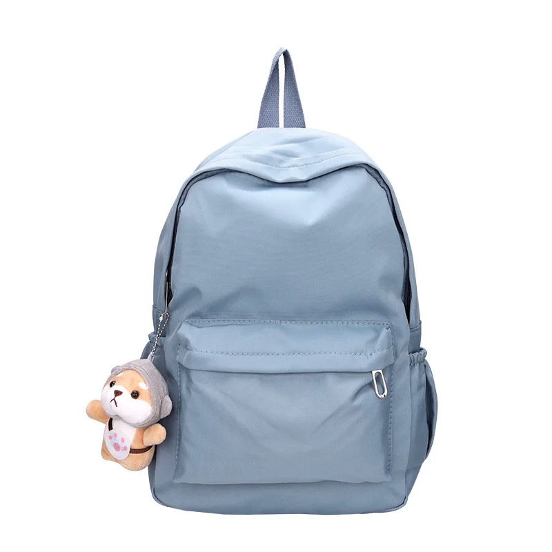 

Women Schoolbag Waterproof Large Capacity School Backpack Smooth Zipper Solid Color Teens Girl Casual Daypack Bag Student Supply