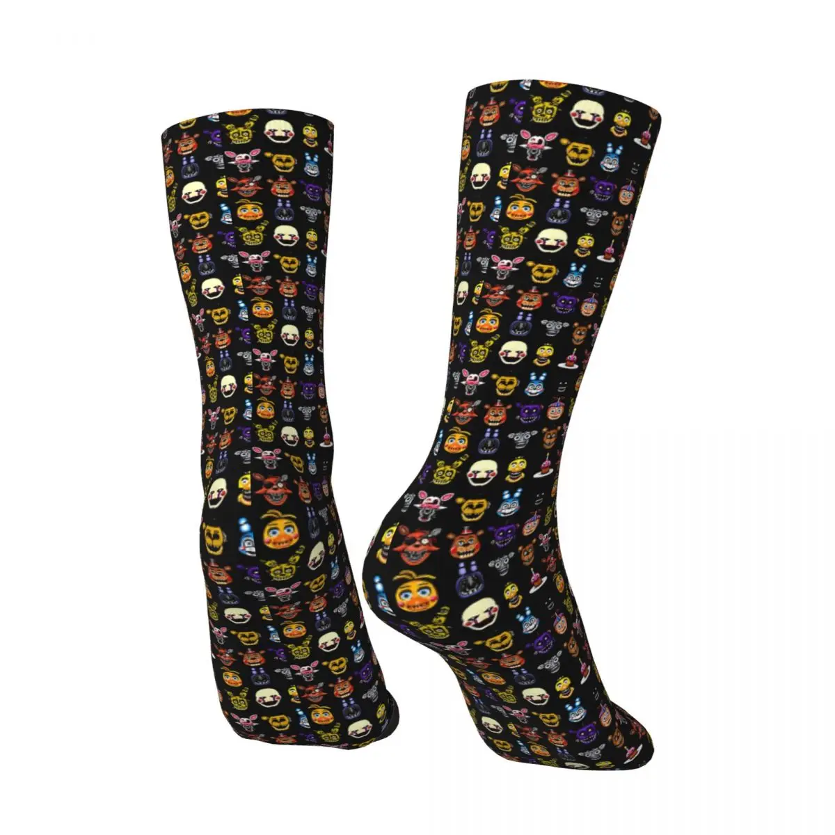 Funny Happy Men's compression Socks Pixel Retro Harajuku FNAF Hip Hop Novelty Seamless Crew Crazy Sock Gift Printed