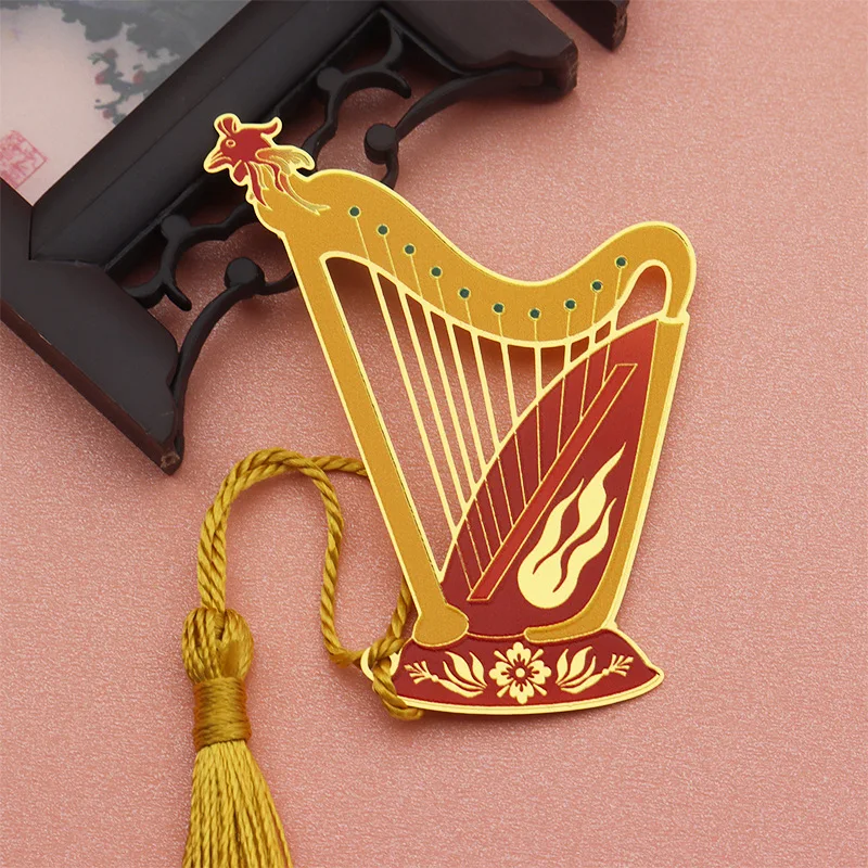 Classical Chinese Musical Instrument Shape Bookmark With Tassel Cultural Creative Gift Student Reading Mark Book Accessories