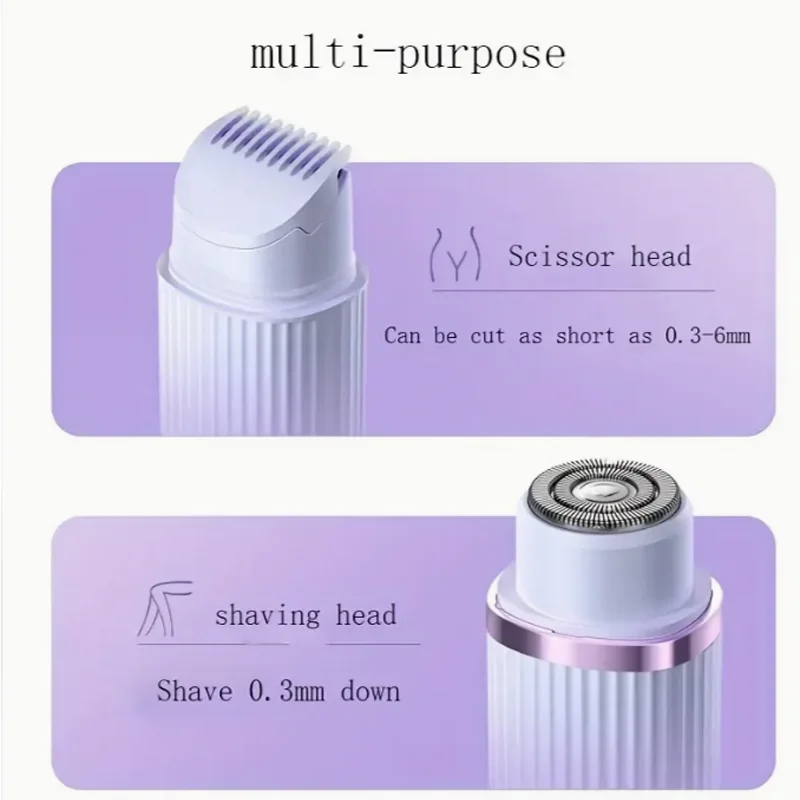 Electric Shaver for Women Waterproof Wet & Dry Hair Razors 2 in 1 Double Head Dual Bikini Hair Trimmer Detachable Head Shaver