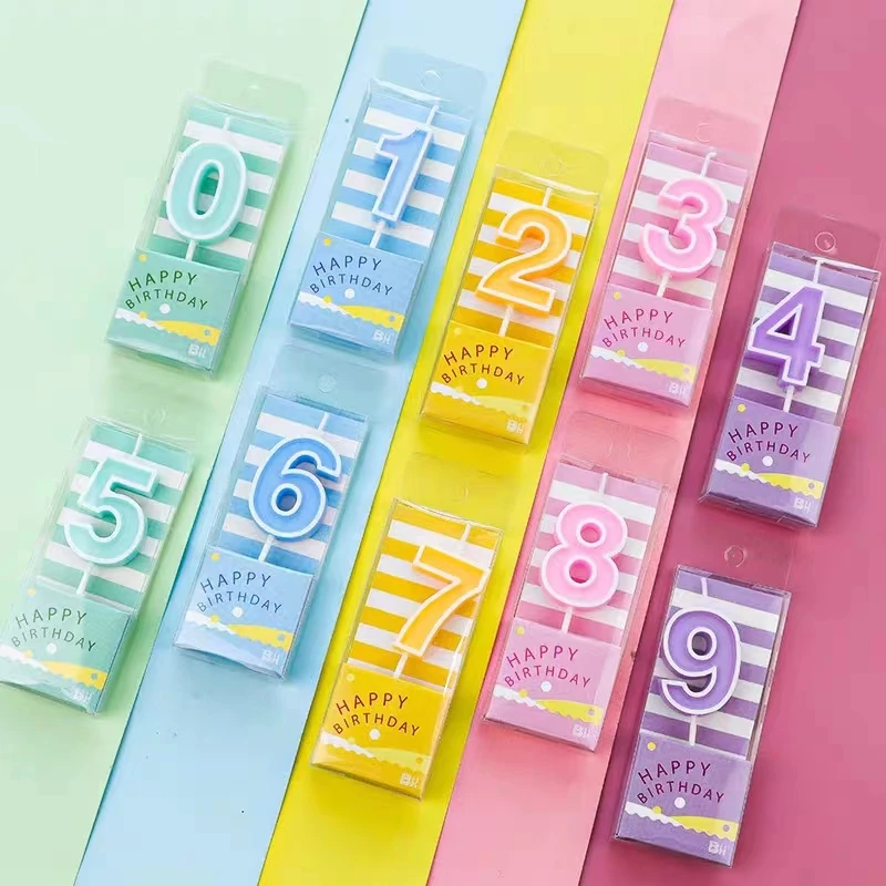 Kinder Macaron Candy Color Happy Birthday Digitale Kerze Kuchen Jahrestag Feier Party Dekoration – Detail 5