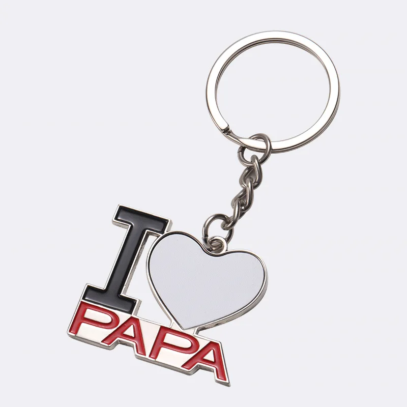 Sublimation Blank Keychain Creative Love MAMA&PAPA Letters Keychain For Customized Mon Dad Gift