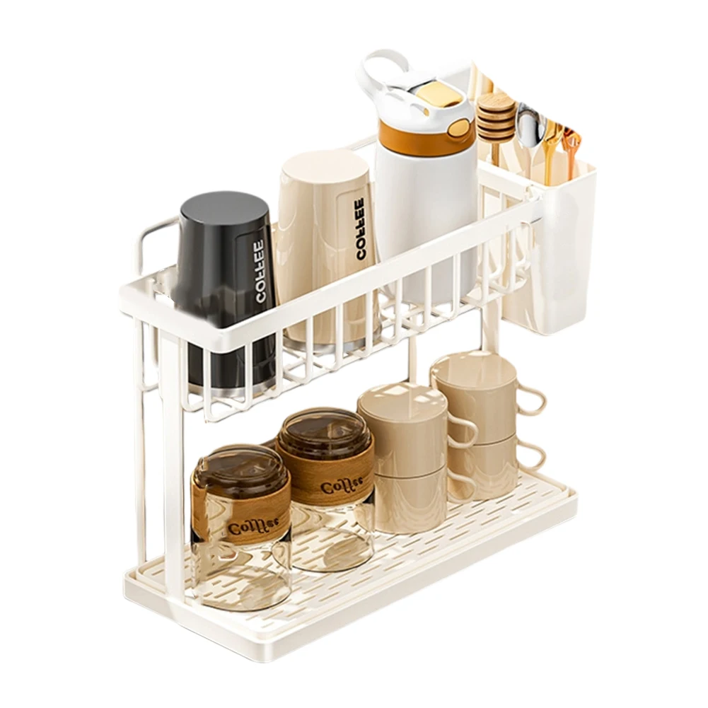For Kitchen Sink Sponge Holder Sink Caddy Rustproof 304 Stainless Steel with Drainage Filter and Partition Storage