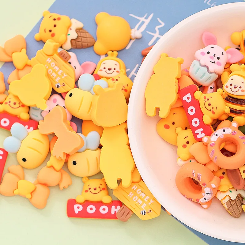 10 Pcs New Disney Cute Cartoon Little Bear Ice Cream, Honeypot Series Resin Diy Fashion Jewellery Party Hairpin Accessories B19