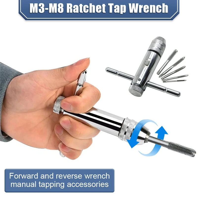 Adjustable Ratchet Hand Tap Wrench Tap Wrench M3-M8 With Forward And Reverse Wrench