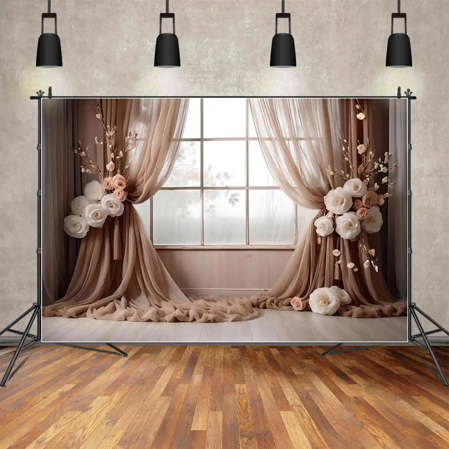 MOON.QG винтажное окно свадебный фон женские богемные занавески цветочные фоны под заказ Фотографические принадлежности