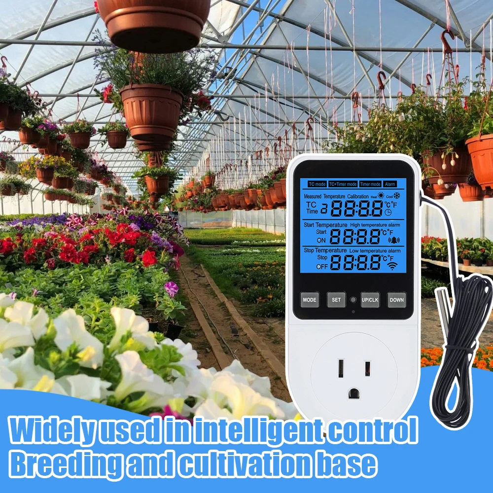 Newest Digital Temperature Controller Socket Outlet EU/US Plug Thermostat With Timer Sensor Probe Heating Cooling Switch 10-16A