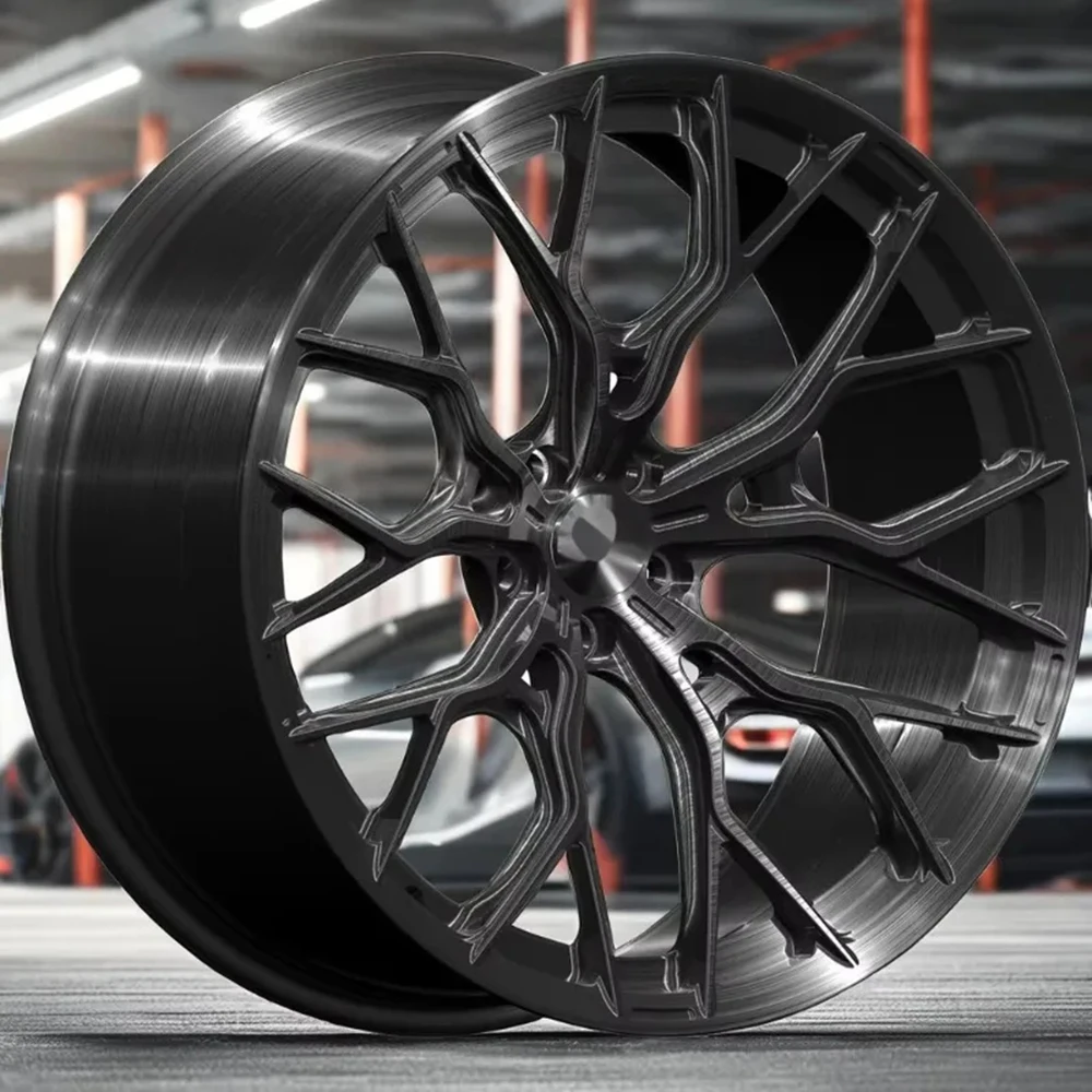 

High Performance 17-20 Inch Forged Alloy Wheels Brushed Black PCD Multi- Spoke Design for Cars New Condition