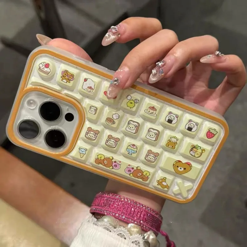 Creative Keyboard Case Compatible for IPhone 15 16 14 13 11 12 Pro Max 16 15 13 12 Pro Cute Penguin Eggplant Bear Puppy Cover