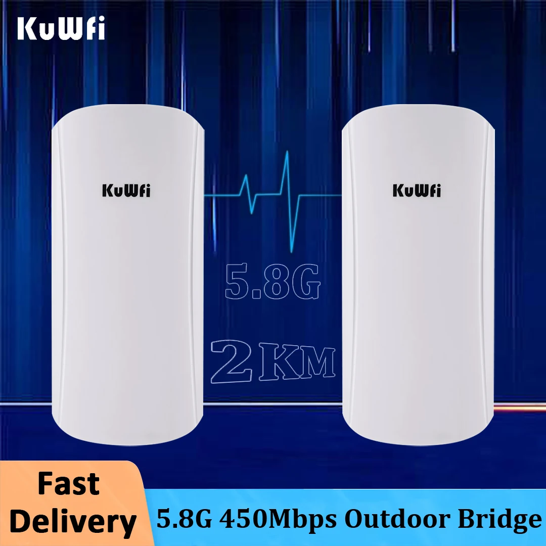 Kuwfi 5GHz 450Mbps Wifi Bridge Outdoor CPE Long Range Wireless Repeater Extender Access Point AP WiFi Bridge Client Router