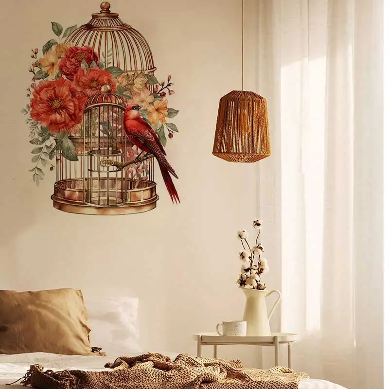 Creative Bird Cage Wall Stickers Decorative Bedside Sofa Background for Bedroom Bathroom Toilet - Unique Home Decor AA216