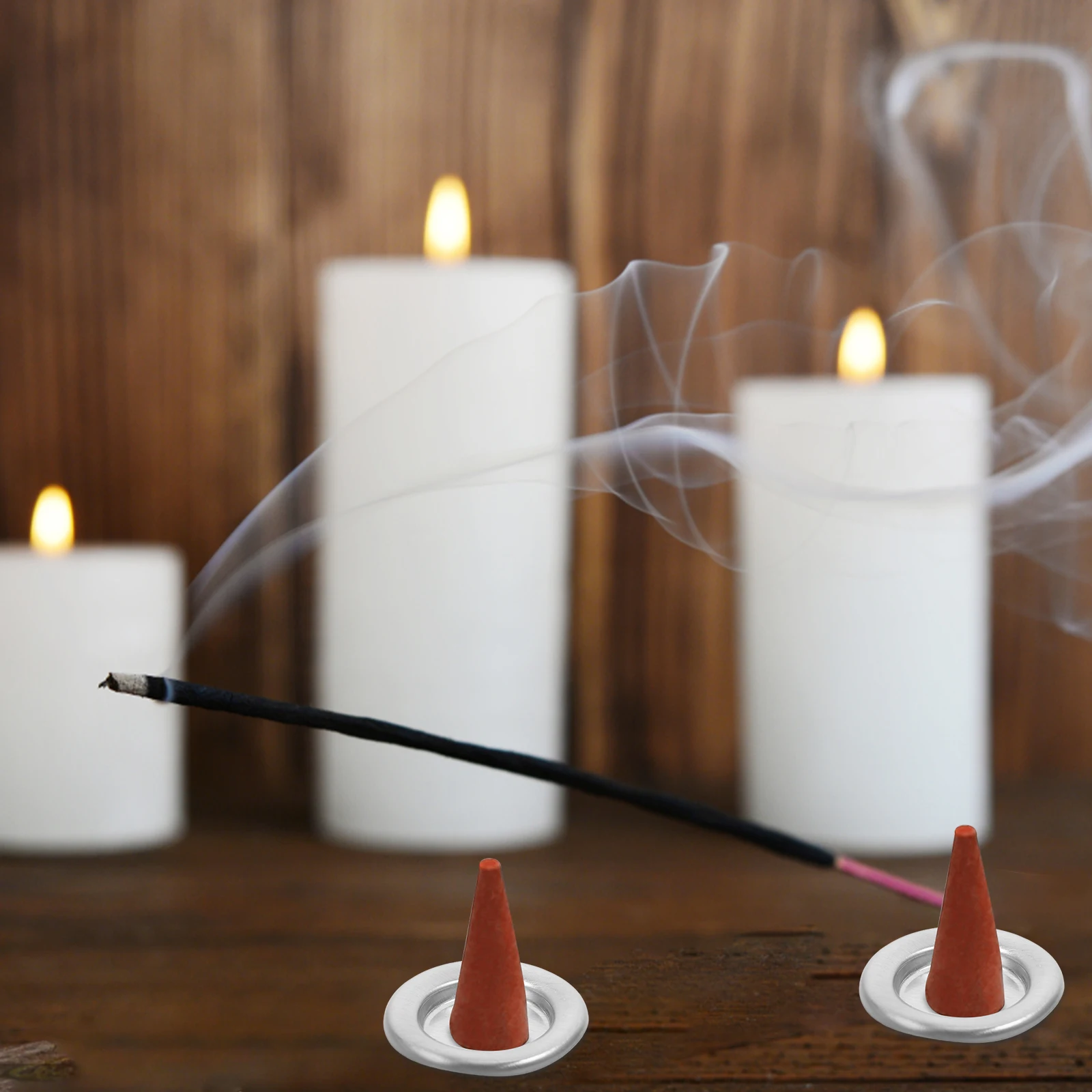 

Decorative Incense Cone Tray 50Pcs Metal Small Burner Holder Desktop Aroma Diffuser for Yoga Meditation Room Fragrance Decor