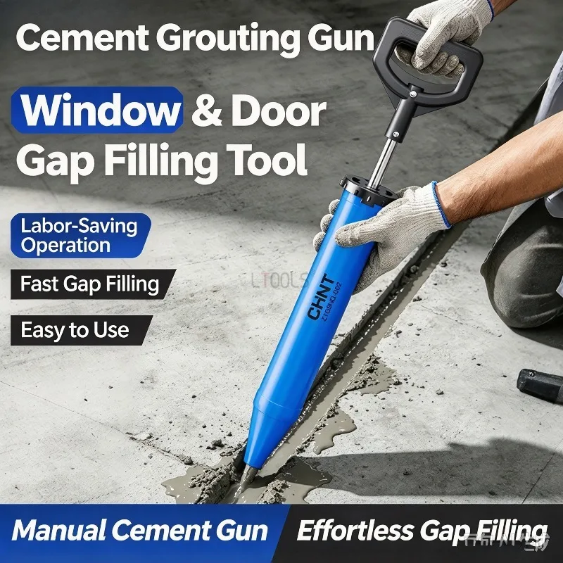 Manual Cement Grout Gun Round Flat Nozzle Grouting Tool for Doors Windows Security Door Filling Caulk Injector for Joint Filling