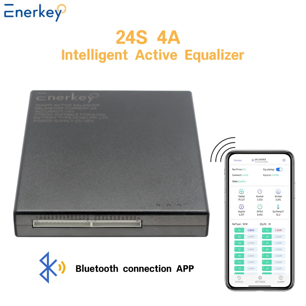 Enerkey 4A 8A 10A 15A Smart Active Balancer 3S 4S 5S 6S 8S 14S 16S 20S 22S 24S Lifepo4 / Lipo/ LTO Battery Equalization With APP