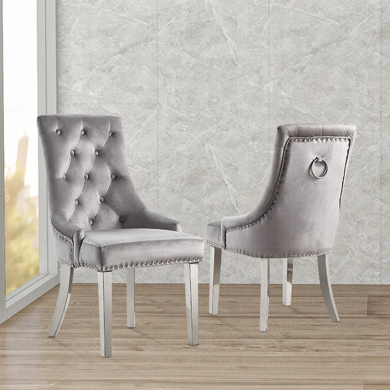 Italian light luxury stainless steel gold plated dining chair home simple modern restaurant back chair Internet celebrity model