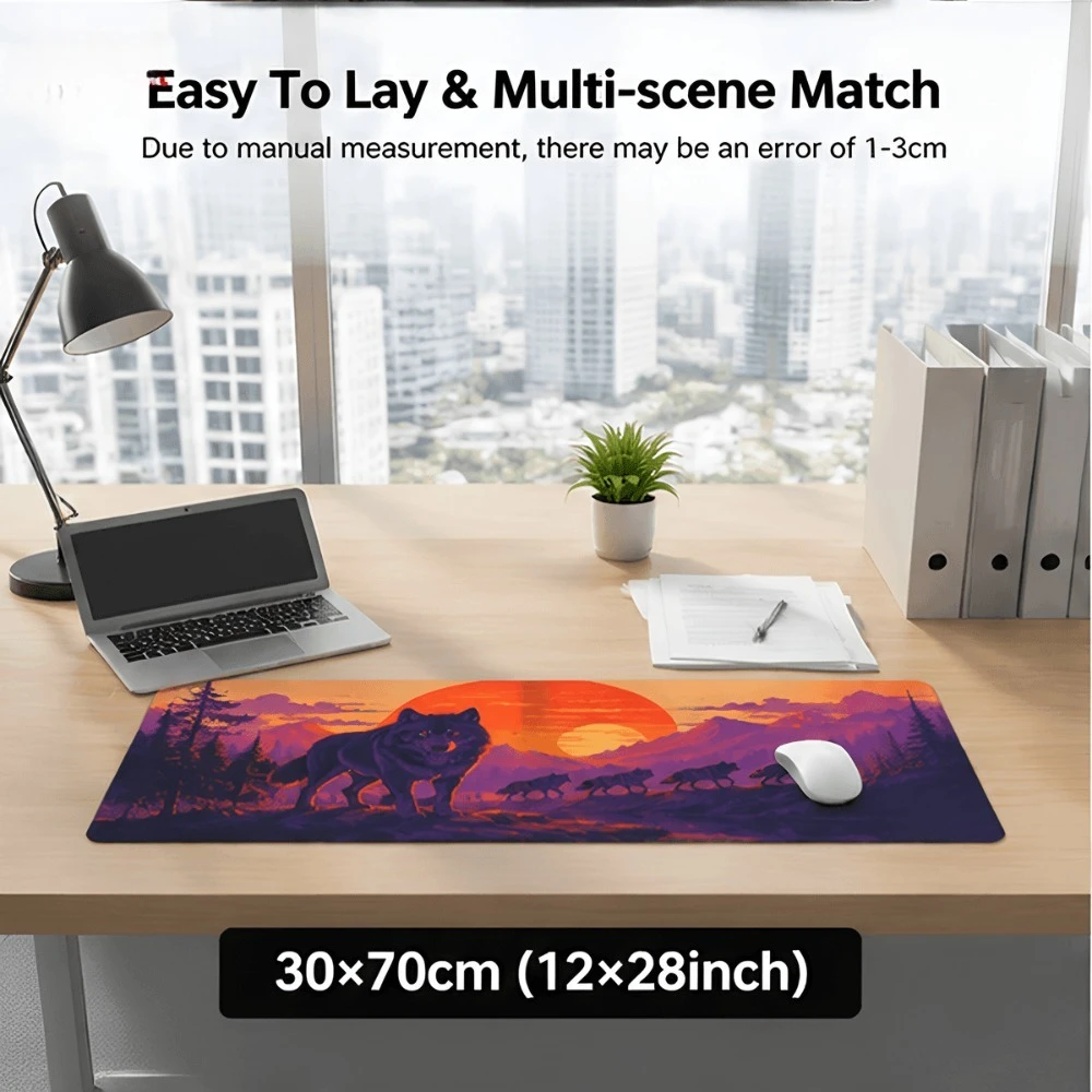 Wolf Sunset Mountain Print Simple Desk Cover suitable for large desktops of office and home computer users alfombrillas gaming