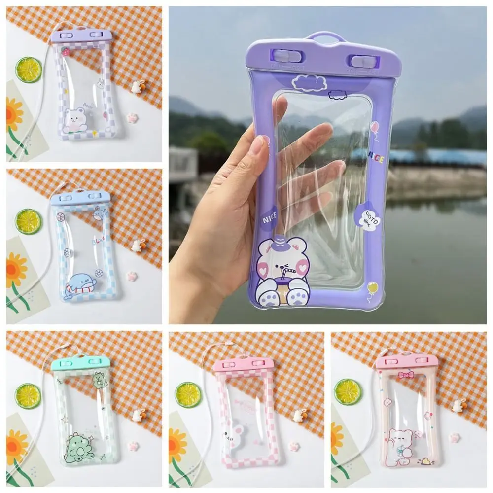 Seal Type Mobile Phone Waterproof Bag Transparent Cartoon Screen Rainproof Bag Universal Underwater Dry Phone Hanging Bag