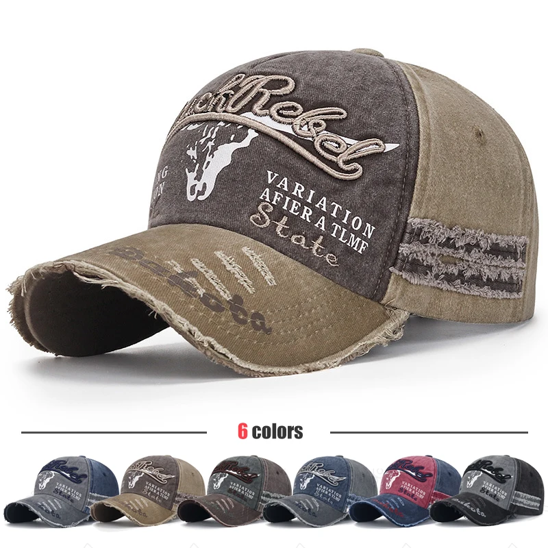 Spring and Autumn Seasons Coated Washed Baseball Cap Five-Piece Adjustable Flying Edge Damaged Old Sun Hat