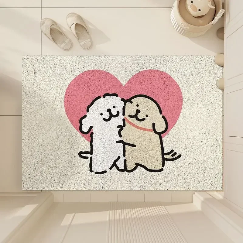 Cartoon Puppy Series Mat Non-slip Easy Clean Rug Wrinkle-Resistant Doormat Indoor Washroom Entrance Decorative Washable Carpet