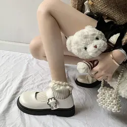 Buty damskie Okrągłe palce Japoński styl Lolita Obuwie damskie Off White Gothic Loafers Cute Mary Jane Kawaii With Stylish