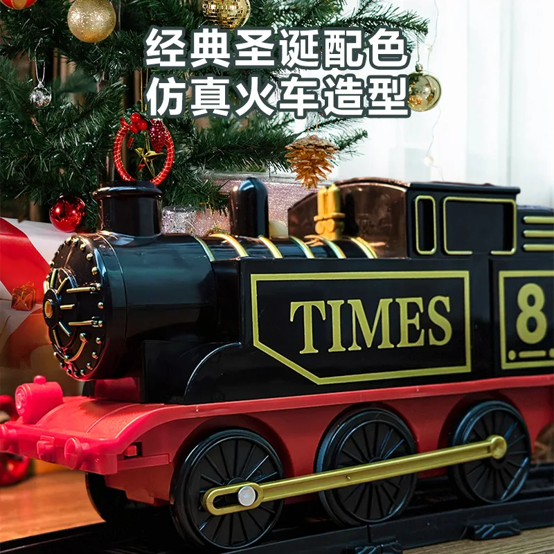 Electric Train Model Rail Train With Track Railway Toys Battery Operated Set Retro Electric Christmas Train Toy For Children