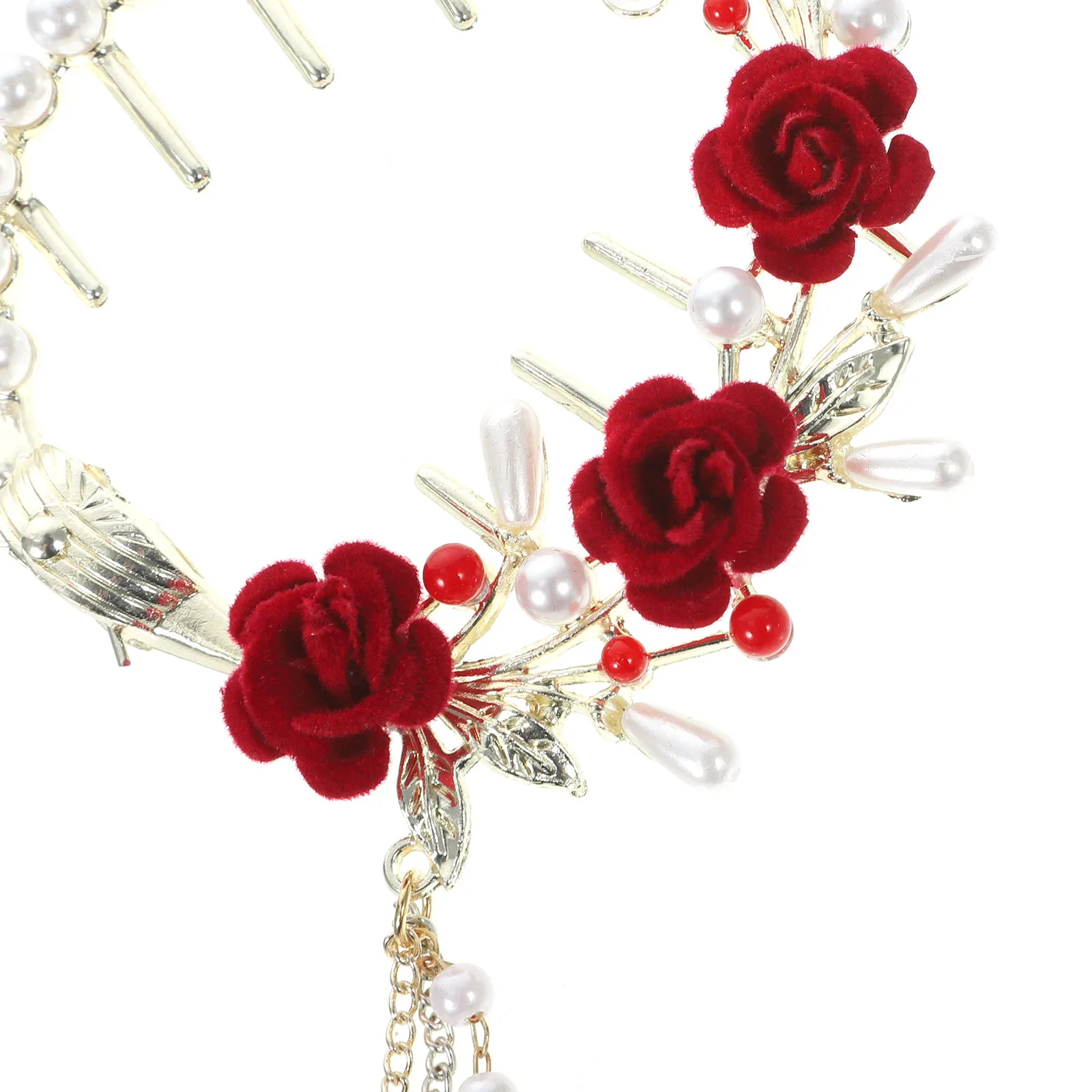 

Rose Hair Clip Ponytail Cuff Tassel Pearl Elegant Women Headpiece For Party Claw Clip Thin Thick Hair Accessory