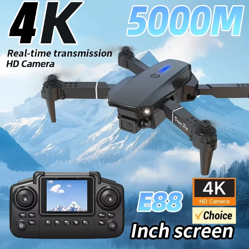 2025 جديد E88 الهواء مع الإضاءة التي تسيطر عليها الشاشة طائرة صغيرة بدون طيار 4K Untal 2 كاميرا التدفق البصري طائرات التحكم عن بعد لشاومي