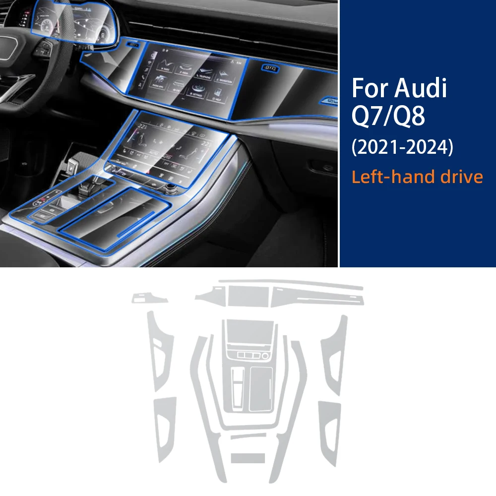 

ТПУ для Audi Q7 Q8 2021 2022 2023 2024, автомобильная панель коробки передач, приборная панель, наклейка против царапин, защитная наклейка, внутренняя пленка