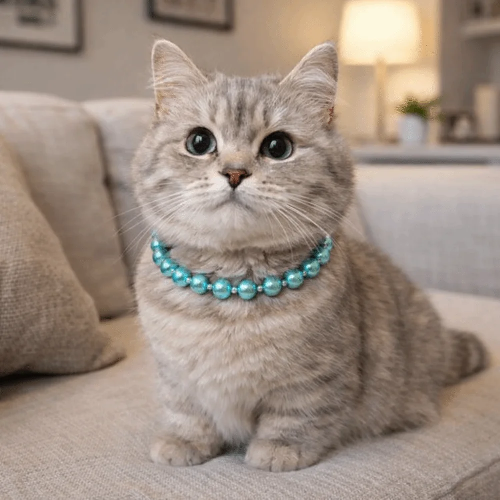 Adjustable Pet Pearl Necklace Bling Elegant Pet Puppy Jewelry Simulated Pearl Bow Knot Ribbon Cat Princess Collars Outdoor