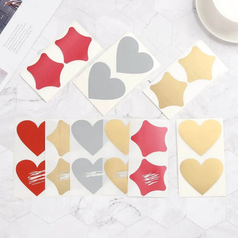 Message Cards Love Heart Shape Pentagram Self-adhesive Scratch Coating Stickers Multifunctional Labels Scratch Card Sticker