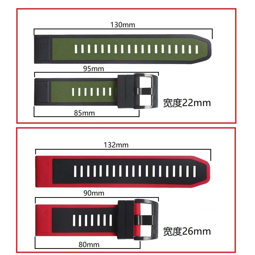 Pulseira de silicone de 26mm 22mm para garmin fenix 8 e 7 7x 6 6x pro 5x 5 plus, enduro 3 epix pro gen 2 d2 charlie 955 mk2i