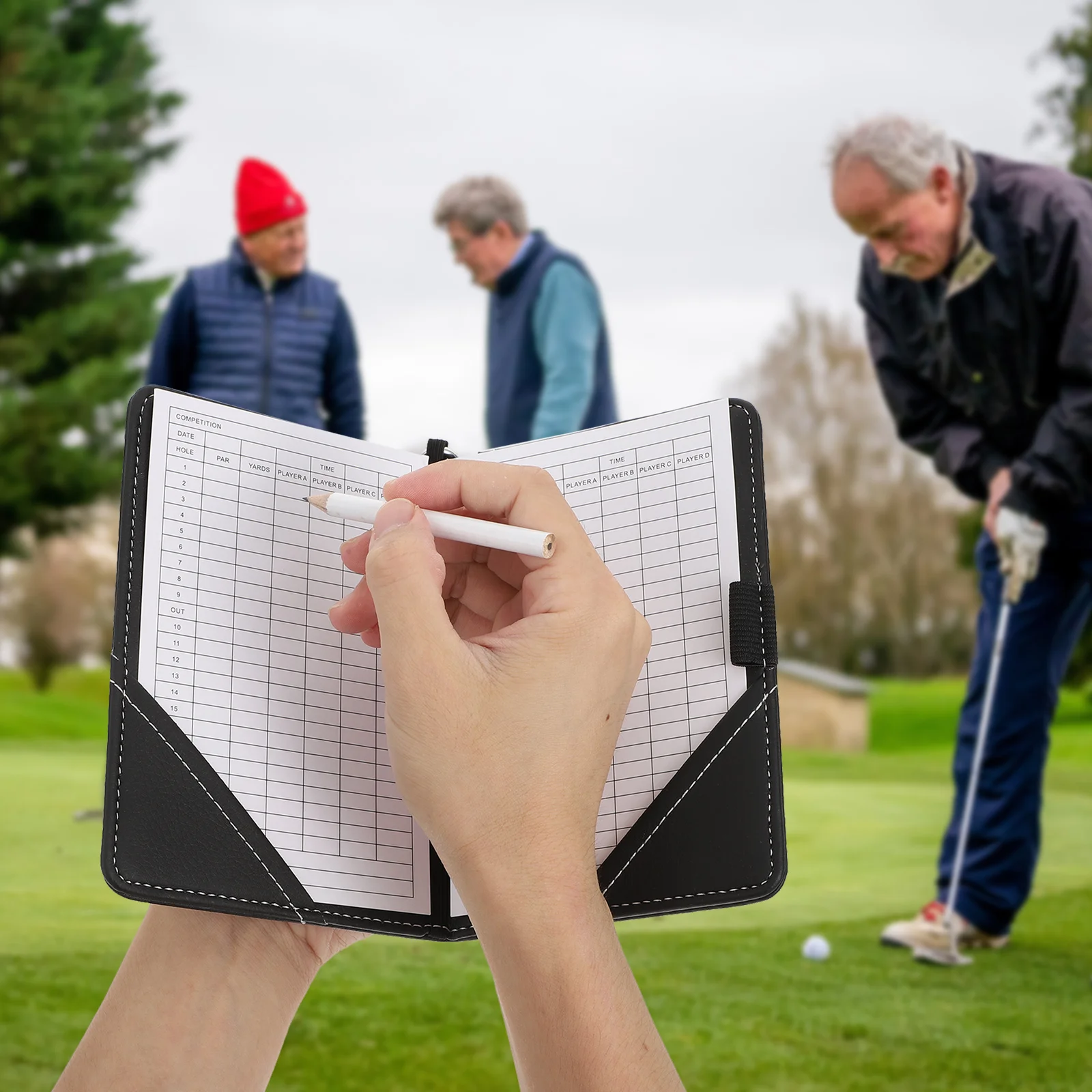 

1Pcs Fashionable Record Notebook Premium PU Material Simple Style Golfing Scorecards Cover Sweat Dust Scratch Resistant