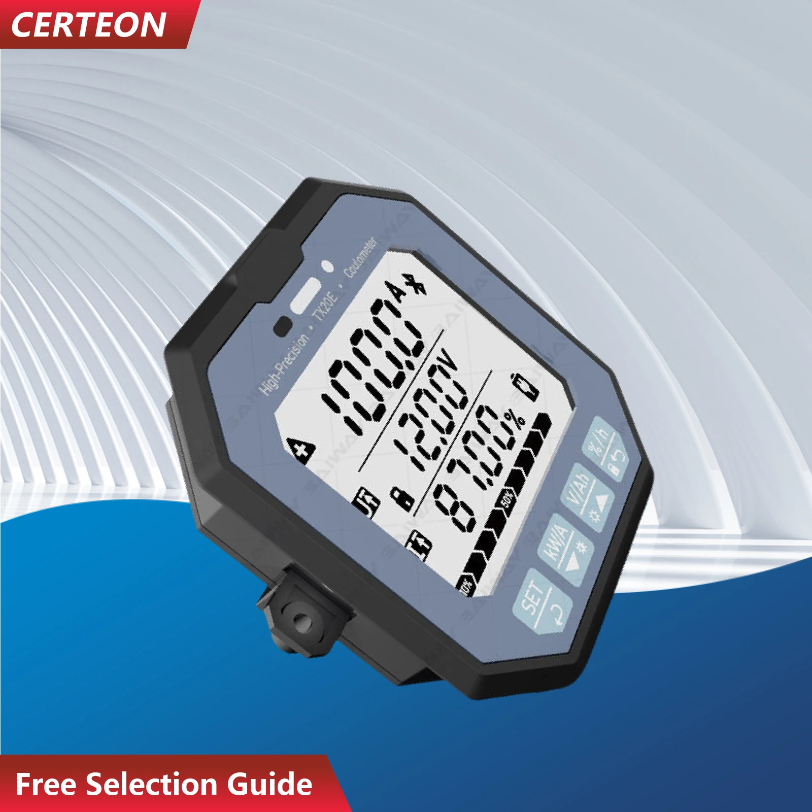 Battery Monitor Coulomb Meter 8-120V DC Battery Capacity Tester LCD Battery Gauge Voltage Current Meter 0.1-9999Ah