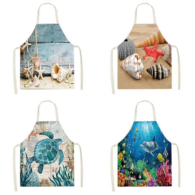 Stain proof oil apron Hawaiian seaside baking accessories Boo Bohemian cooking  men's and women's kitchen aprons