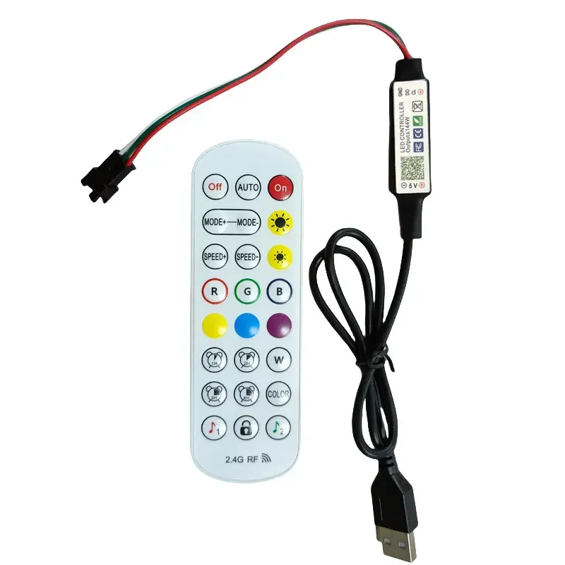 WS2812B WS2811 24key APP ARGB RGB LED Music Addressable LED Strip Light Dreamcolor Chasing Tape Color Changing Remote Controller