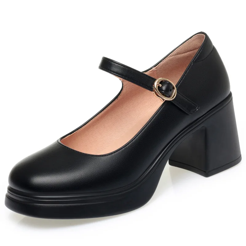 

Дышащие удобные туфли на платформе с толстой подошвой 7 см, женские оксфорды, осень 2024, туфли на среднем квадратном каблуке, черные для офиса, мамы, работы