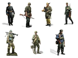 1/72 Scale Resin Figure Model Kit Military Soldier Miniature 7 Figures Diorama Toy Figurine Unassembled and Unpainted Kit