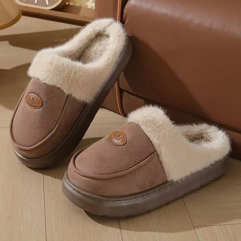 

Winter Men's Extra-large Size Cotton Slippers For Home Use Anti-slip Durable With Added Insulation Warm Thick-soled Cotton Shoes
