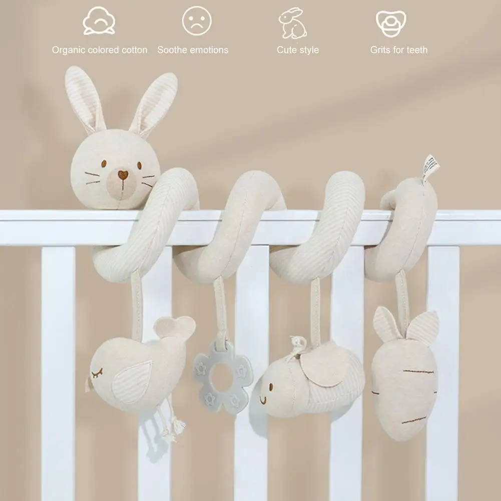 Passeggino giocattolo appeso peluche morbido cartone animato animali giocattolo sensoriale neonato regali passeggino a spirale staccabile giocattoli educativi