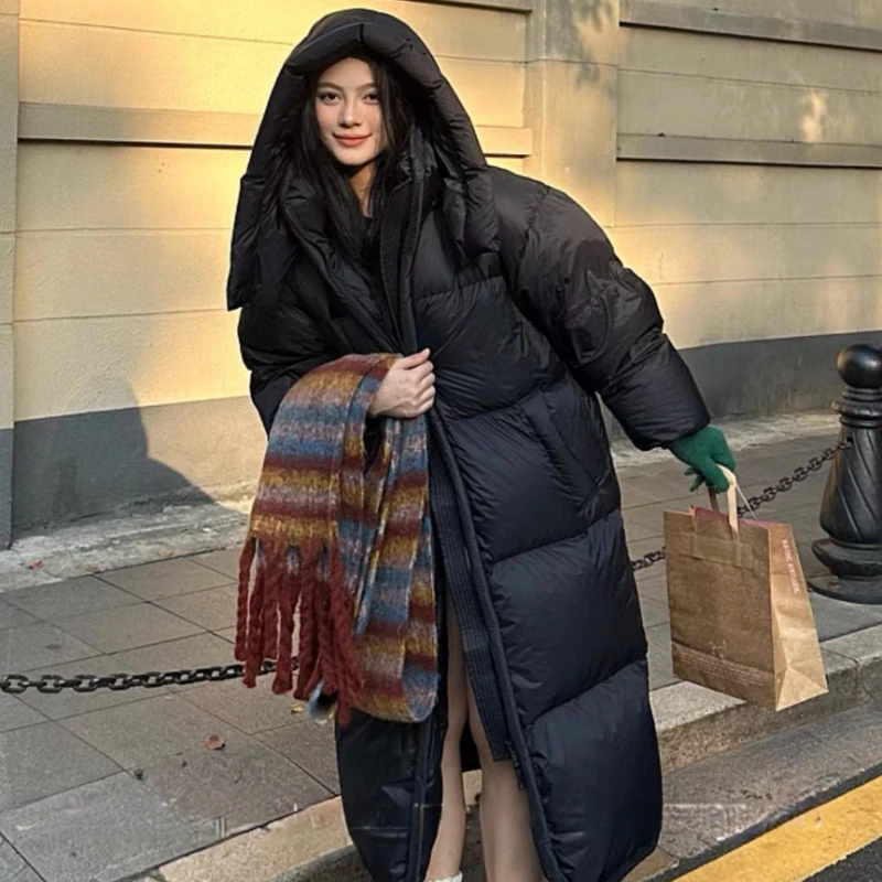 Chaqueta larga con capucha para mujer, chaqueta cálida a prueba de viento, Parkas casuales de viento perezoso, esencial para invierno cálido, nueva gama alta, 2024