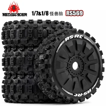 RED SPIDER 4 szt. Opony i felgi do buggy RC 1/8, 17mm Hex, do ARRMA 1/8 Typhon 3S/6S Losi 8IGHT HongNor FS Racing KYOSHO MP9