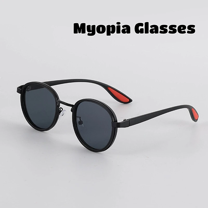 

Men and Women New Retro Casual Myopia Sunglasses Men's Classic Round Frame Luxury High-definition Myopia Glasses To -3.5 -4.0