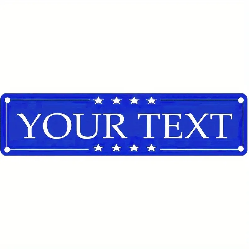 [CIFbuy][2D Flat] Custom Blue Star Aluminum Sign, Personalized Text Indoor Outdoor Wall Decor (Only For Decoration)