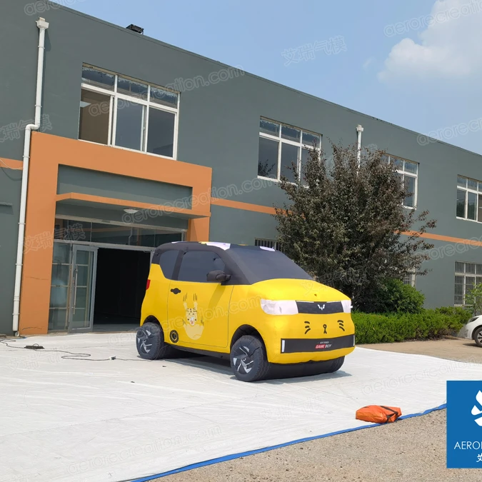 Promotional Giant Inflatable Car Model Replica Yellow Customized Interactive Advertising Inflatable Automobile