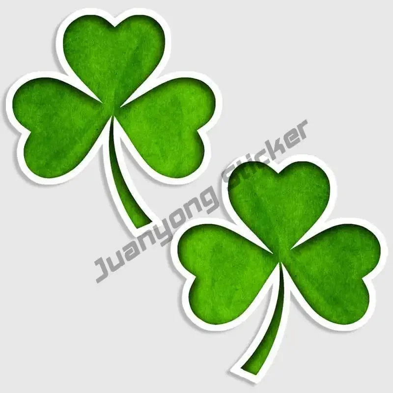 2pk Irish Shamrock Clover Decal Ireland Car Truck Phone Tablet Window Sticker Car Accessories for Girls Oem Glue Sticker KK10cm