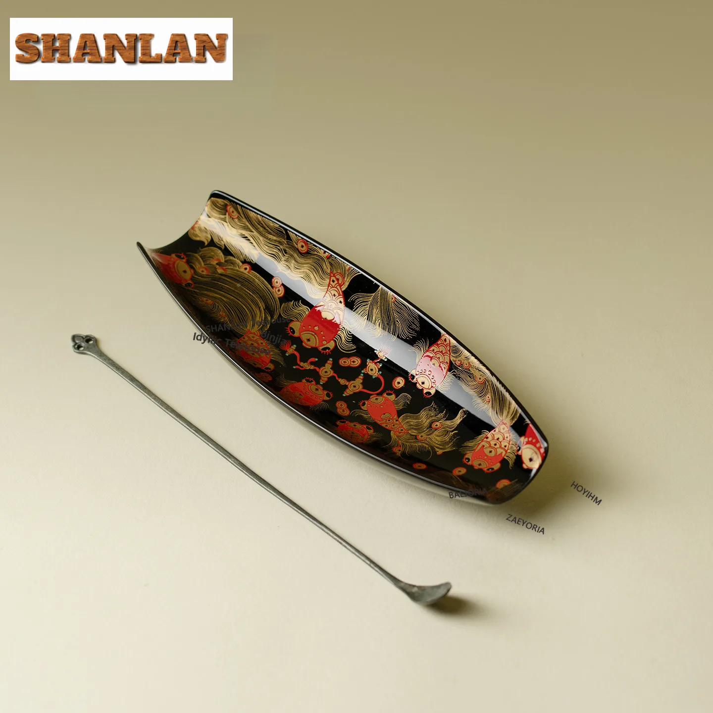 HOYIHM Fish Leaping Treasure Tea Scoop Creative Tea Presentation Vessel Shovel Chahe Awakening Tea Ladle For Tea Decoration
