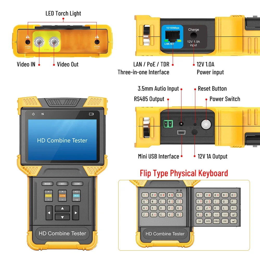 PEGATAH 4 pollici HD Cctv Tester IPC analogico TVI AHD CVI Monitor Video POE controllo PTZ RS485 Test Ethernet per telecamera IP H.265 4K