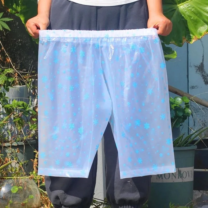 

Snowfalke Graphics PVC Waterproof Rainproof Shorts Elastic Wasit X'mas Turing BF Gifts Private FKK Party ABDL Boarding Beach