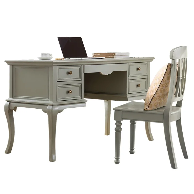 

American country desk pastoral style writing desk old office table and chair matching
