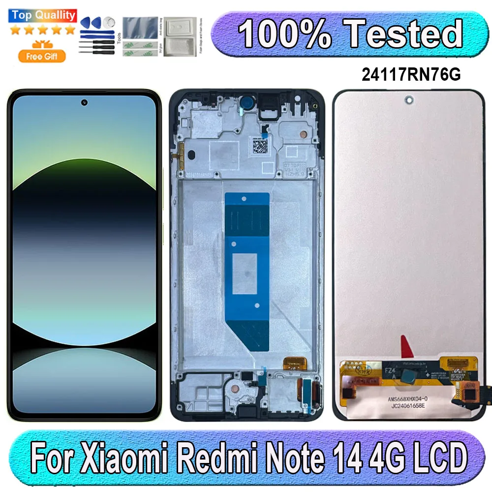 

6.67''AMOLED For Xiaomi Redmi Note 14 4G LCD Display Screen Touch Panel Digitizer Replacement Parts With Frame 24117RN76G
